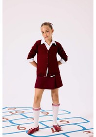Resim Defacto Kız Çocuk Okula Dönüş Gabardin Etek F1434a825aubr248 Bordo 