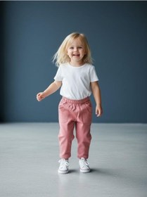 Resim Zekids Kız Bebek Yumuşak Dokulu Cep Detaylı Beli Lastikli Pantolon-16522 Gül Kurusu 