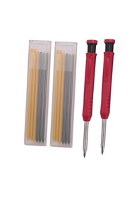 Resim Adet Katı Marangoz Kalemi, Kalemtıraş Ve 12 Yedek S, Marangozlar Taslak Çizim Ağaç İşleme İçin İşaretleme Aracı 