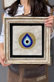 Resim Oscar Stone Decor Çerçeveli Tablo Taş Duvar Dekoru 30 X 30 Cm Nazar Boncuğu Tablosu Cdd3030-1511 