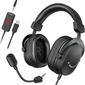 Resim FIFINE Mikrofonlu Oyun Kulaklığı, Kablolu Kulak Üstü Kulaklık, PC PS4 PS5 Xbox Switch için USB Kulaklık, 7.1 Surround Ses ve Kulak Yastıklı RGB Kulaklık 