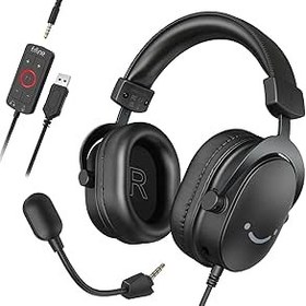 Resim FIFINE Mikrofonlu Oyun Kulaklığı, Kablolu Kulak Üstü Kulaklık, PC PS4 PS5 Xbox Switch için USB Kulaklık, 7.1 Surround Ses ve Kulak Yastıklı RGB Kulaklık 