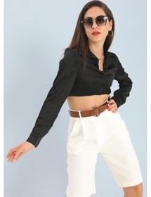 Resim Wpr Beli Lastikli Saten Gömlek - Siyah-siyah Siyah 