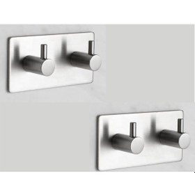 Resim Deltahome Paslanmaz Çelik 2 Adet 2 Topuzlu Askılık Bornoz Askısı. Metalik 