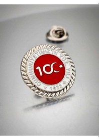 Resim Yörük Tasarım 100. Yıl Tarihin Muhteşem Parçası Yaka Rozeti Krom Kaplama 