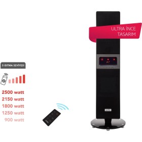 Resim Simfer Sr2500 Single X Karbon Serisi Ip65 Suya-toza Dayanıklı Siyah Uzaktan Kumandalı İç/dış Mekan Isıtıcı 