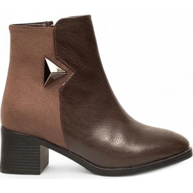 Resim Celira Kahve Femuarlı Topuklu Cilt Süet Günlük Kadın Bot Kahverengi 