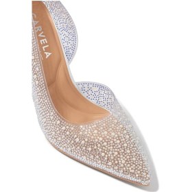 Resim Kurt Geiger Carvela Positano Vinyl Stiletto Kadın Topuklu Ayakkabı Gümüş 
