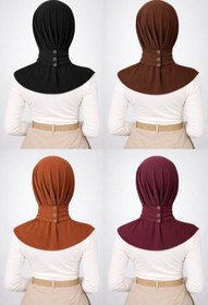 Resim Les Bonnes Pratik Çıt çıtlı şal tak çık hazır şal, ,şal görünümlü hazır pratik geçmeli tesettür hijab havuz şal 