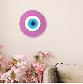 Resim Minimalist Fuşya Nazar Boncuğu El Yapımı Ahşap Büyük Nazarlık 20 