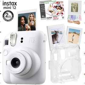 Resim Instax mini 12 Beyaz Fotoğraf Makinesi-30'lu Film-Albüm-Mandal-Çerçeve ve Kılıf Mega Set 3 