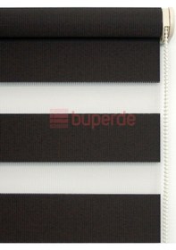 Resim Buperde Koyu Kahverengi Acı Kahve Bambu Zebra Stor Perde 