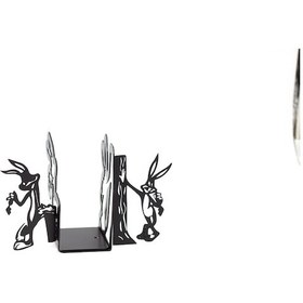 Resim Çocuk Odası Çizgi Karkater Desenli Metal Kitap Desteği - Kitap Tutucu - Ev Ve Ofis Dekoratif Aksesuar 2 Li Set 