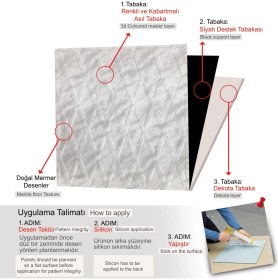 Resim 3 Boyutlu Duvar Paneli Kabartmalı Baklava Desen Pvc 41X41 Cm/ 6 Adet /1 M² Mermer 