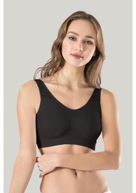 Resim Kadın Siyah Kalın Askılı Çıkarılabilir Pedli Örme Seamless Dikişsiz Basic Büstiyer Çok Renkli 