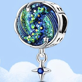 Resim 925 Gümüş Kaplama Kozmik Bulutsu Şans, Bakır Evren Boncuk DIY Bileklik için, Canlı Uzay Temalı Takı Yapımı Şans, Tatil Partisi ve Doğum Günü Hediyeleri için Şans, Bileklik için Şans, En İyi Noel için 