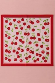Resim EMKSHOP Kiraz Desen %100 Pamuk Fular Bandana 