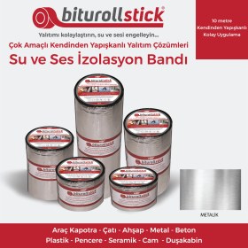Resim Biturollstick 1.5 mm 10 cm Metalik 10 mt - Yapışkanlı Su Yalıtımı ve Ses Yalıtım Bandı 