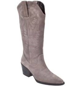 Resim Pullman Hakiki Deri İşlemeli Western Kadın Çizme Plm-011 Vizon Süet Vizon Süet 