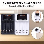 Resim PowerKAN Kompakt 4 Yuvalı Akıllı Şarj Cihazı AA/AAA Ni-MH/Ni-Cd Piller için - USB Type-C, LCD Ekranlı Bağımsız Şarj Yuvaları & Aşırı Şarj Koruma, Siyah veya Beyaz Renkte, Taşınabilir Şarj Cihazı 