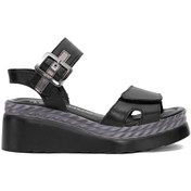 Resim Venüs 2512303y Kadın Hakiki Deri Dolgu Topuk Sandalet Siyah Siyah 