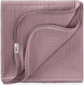 Resim Cigit Dantel İşlemeli Tekkat Müslin Battaniye 100x100 CM +/- 3 CM Bakır 