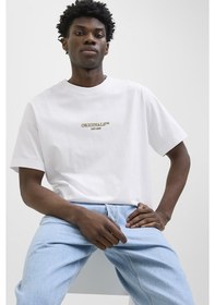 Resim Jack & Jones Erkek Jorıslıngton Bisiklet Yaka Kısa Kollu %100 Pamuk T-shirt 12273157 Beyaz Beyaz 