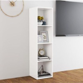 Resim Tdesigno Tdesıgno Ezgi -kitaplık- Televizyon Sehpası -ünitesi Beyaz 4 Raflı 30 Cm 
