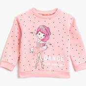 Resim Kız Bebek Pamuklu Bisiklet Yaka Uzun Kollu Baskılı Sweatshirt 