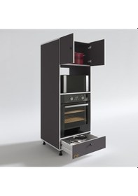 Resim Kenzlife fırın dolabı kamile gri 162*60*56 mutfak çekmeceli ayaklı banyo kiler ofis 