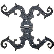 Resim kyops Antika Tarz Dekoratif Pirinç Süslü Menteşe - 190x170 Mm, Oksit ( Lisinya ) 