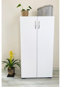 Resim Irmak Çok Amaçlı Dolap 2 Kapaklı 4 Gözlü Ayakkabılık Kiler Dolabı Beyaz 