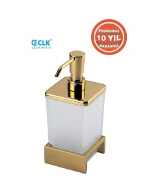 Resim Çelik Banyo Paslanmaz Pirinç Kumru Set Üstü Camlı Sıvı Sabunluk Altın Gold 