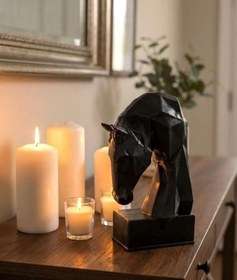 Resim Dekoratif Kitap Tutucu Kübit At Figürlü Biblo Siyah Renk 