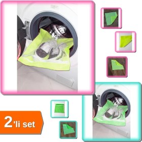 Resim Hereveoyuncak Hassas Fermuarlı Çamaşır Ayakkabı Terlik Yıkama Filesi Büyük Boy - Sarı ve Yeşil - 2li Set F0J4M2 