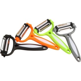 Resim 3’ü 1 Arada Döner Başlıklı Sebze ve Meyve Soyacağı – Paslanmaz Çelik Bıçaklı, Ergonomik Saplı, Çok Amaçlı Mutfak Soyacağı 