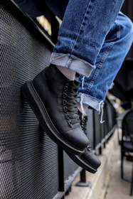 Resim Pabucmarketi Bağcıklı Erkek Sneaker Bot Siyah Siyah 