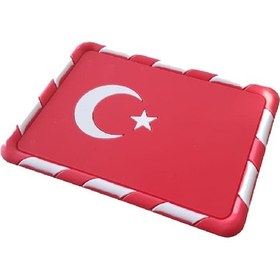 Resim Kaydırmaz Silikonlu Ped Türk Bayrağı Damalı Desen 18cm X 13cm 