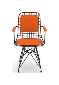 Resim Knsz kafes tel sandalyesi 1 li mazlum syhtrn kolçaklı sırt minderli ofis cafe bahçe mutfak 