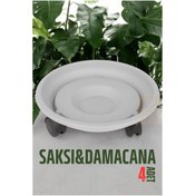 Resim Skygo ModaCar Tekerlekli Saksı Altığı 4 ADET 37 CM BEYAZ 