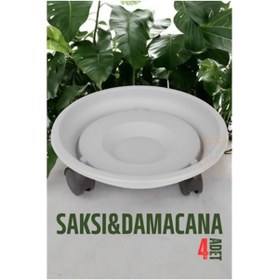 Resim Skygo ModaCar Tekerlekli Saksı Altığı 4 ADET 37 CM BEYAZ 