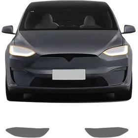 Resim Dashanshop Tesla Model X Far Filmi 2022 2023 Sigara Siyah Karanlık Çizilme Koruma Şeffaf 