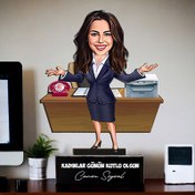Resim Her İşi Başaran Çalışan Kadın Karikatürlü Biblo 