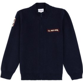 Resim U.S. Polo Assn. Erkek Çocuk Lacivert Hırka (Triko) %50 Pamuk %50 Akrilik Slim Fit Tek Cepli 
