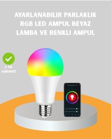 Resim Uzaktan Kumandalı Akıllı Led Ampul, Enerji Tasarruflu Siyah 