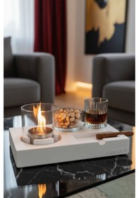 Resim Elza Beyaz Biyoetanol Masaüstü Şömine - 1 Lt Copart Yakıt Hediye 