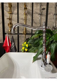 Resim İsaoğlu Yapı Zen Design Rustik Arıtmalı Mutfak Bataryası 3 Yollu Evye Musluğu Arıtmalı Batarya Gümüş 