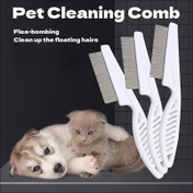 Resim Evcil Hayvan Tüy Dökme Tarak Evcil Hayvan Temizleme Tarak Köpek Kedi Pire Tarak Çelik İğne Tarak Şifreli Pire ve Kene Çıkarıcı Tarak Evcil Hayvan Malzemeleri 