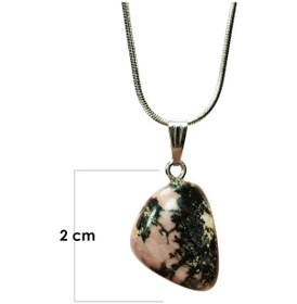 Resim Rodonit Doğal Taşı Zincirli El Yapımı Kolye Uç: 2 Cm Zincir: 20 Cm Kutulu Çok renkli 