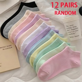 Resim 12'li Karışık Renk Görünmez Çorap Seti, Rastgele Renkler ile Şık ve Günlük Unisex Kullanım 